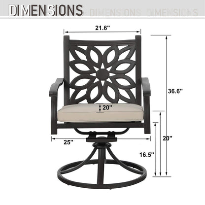 Ensemble de salle à manger/terrasse MAISON ARTS en aluminium moulé avec table ronde et 6 chaises de terrasse en aluminium moulé