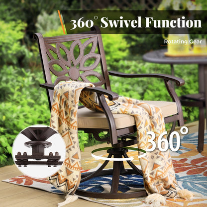 Ensemble de salle à manger/terrasse MAISON ARTS en aluminium moulé avec table ronde et 6 chaises de terrasse en aluminium moulé