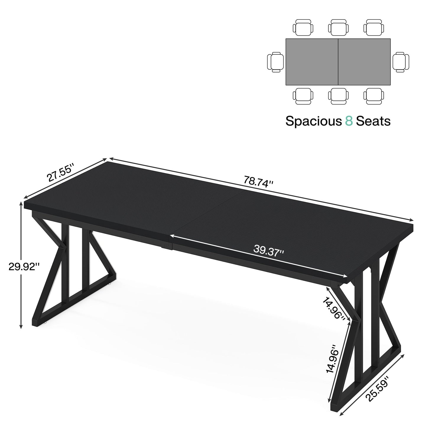 Bureau exécutif de 70,8 pouces, grand poste de travail informatique