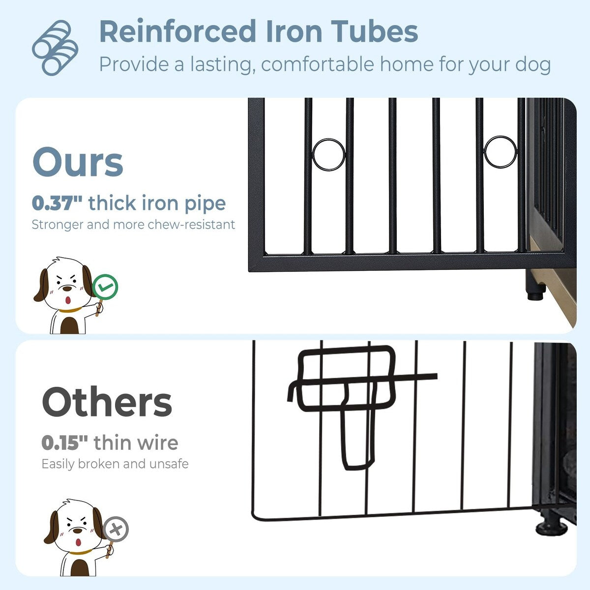 Meuble pour cage à chien de 70,86 pouces, meuble TV pour grandes races avec coussin et chambres doubles (sans coussin)