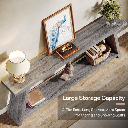 Console de canapé en bois rustique de 70,9 pouces de long avec étagère de rangement