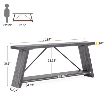 Console de canapé en bois rustique de 70,9 pouces de long avec étagère de rangement