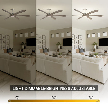 Grand ventilateur de plafond à courant continu à 6 pales en bois flotté de 72 pouces avec lumière et télécommande