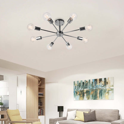 Black/ Gold Sputnik Semi Flush Mount Lamp Close to Ceiling Light Fixture for Living Room/ Kitchen/ Office/ Bedroom/ Foyer