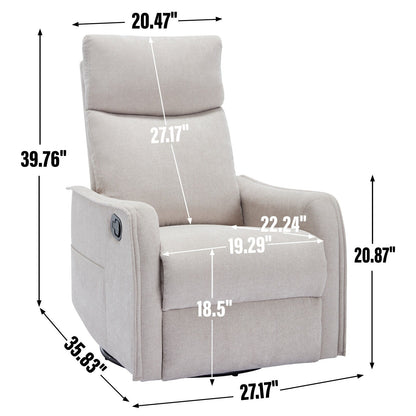 Fauteuil inclinable manuel à 8 points de massage, fauteuil à bascule pivotant en tissu, fauteuil simple avec bascule et chauffage lombaire