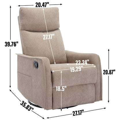 Fauteuil inclinable manuel à 8 points de massage, fauteuil à bascule pivotant en tissu, fauteuil simple avec bascule et chauffage lombaire