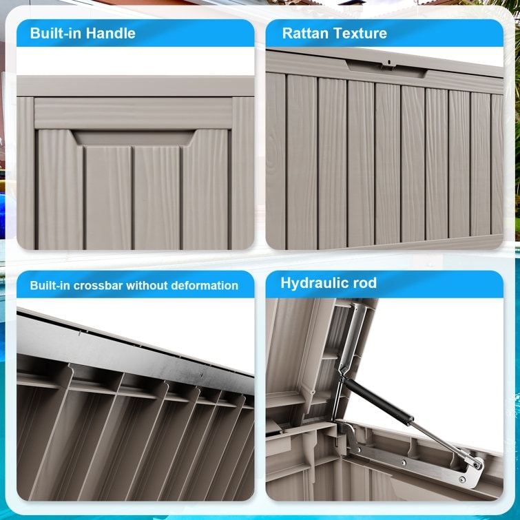 Coffre de rangement extérieur en résine avec serrure