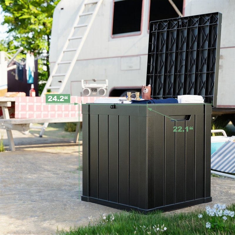 Coffre de rangement extérieur en résine avec serrure