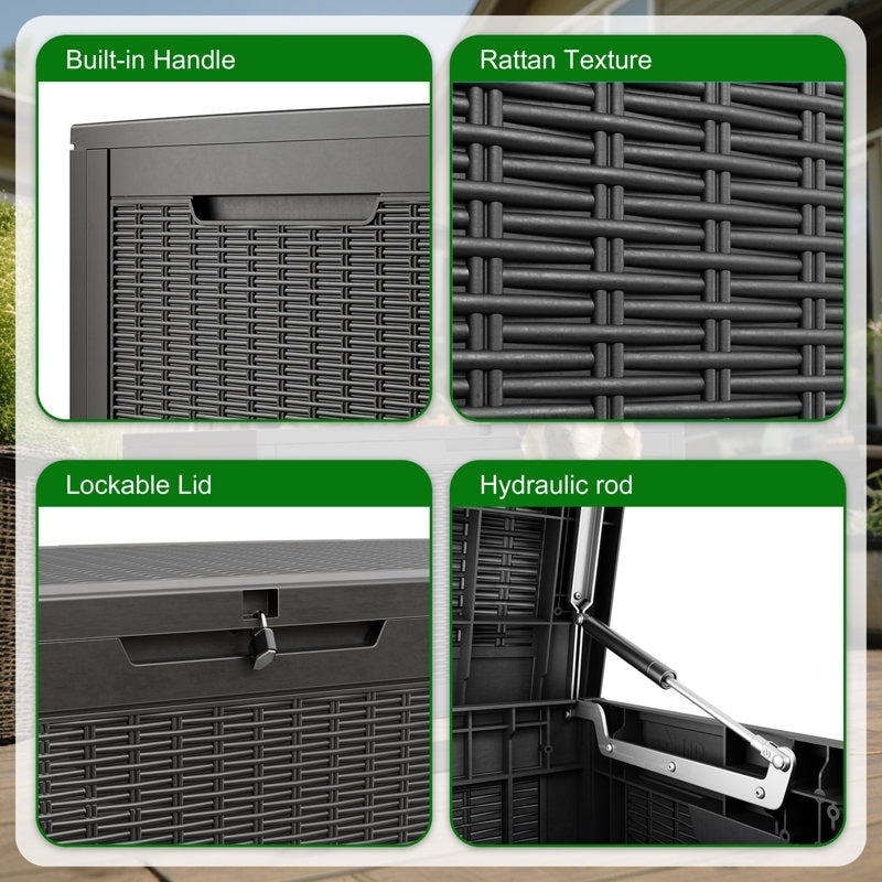 Coffre de rangement extérieur en résine avec serrure