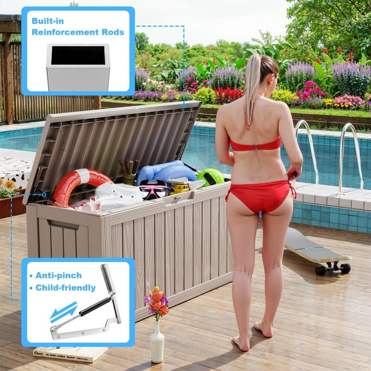 Coffre de rangement extérieur en résine avec serrure