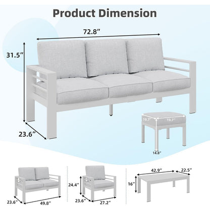 Ensemble de meubles de patio en aluminium AECOJOY 7 pièces Ensemble de conversation d'extérieur