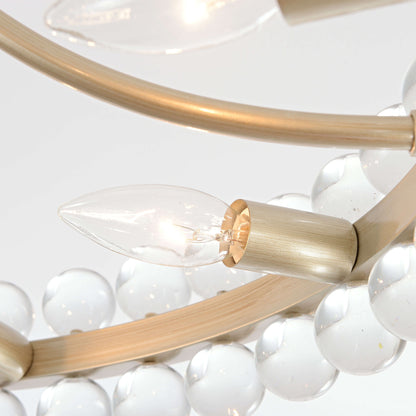 Plafonnier semi-encastré en cristal Elvira à 8 lumières, forme de roue de chariot