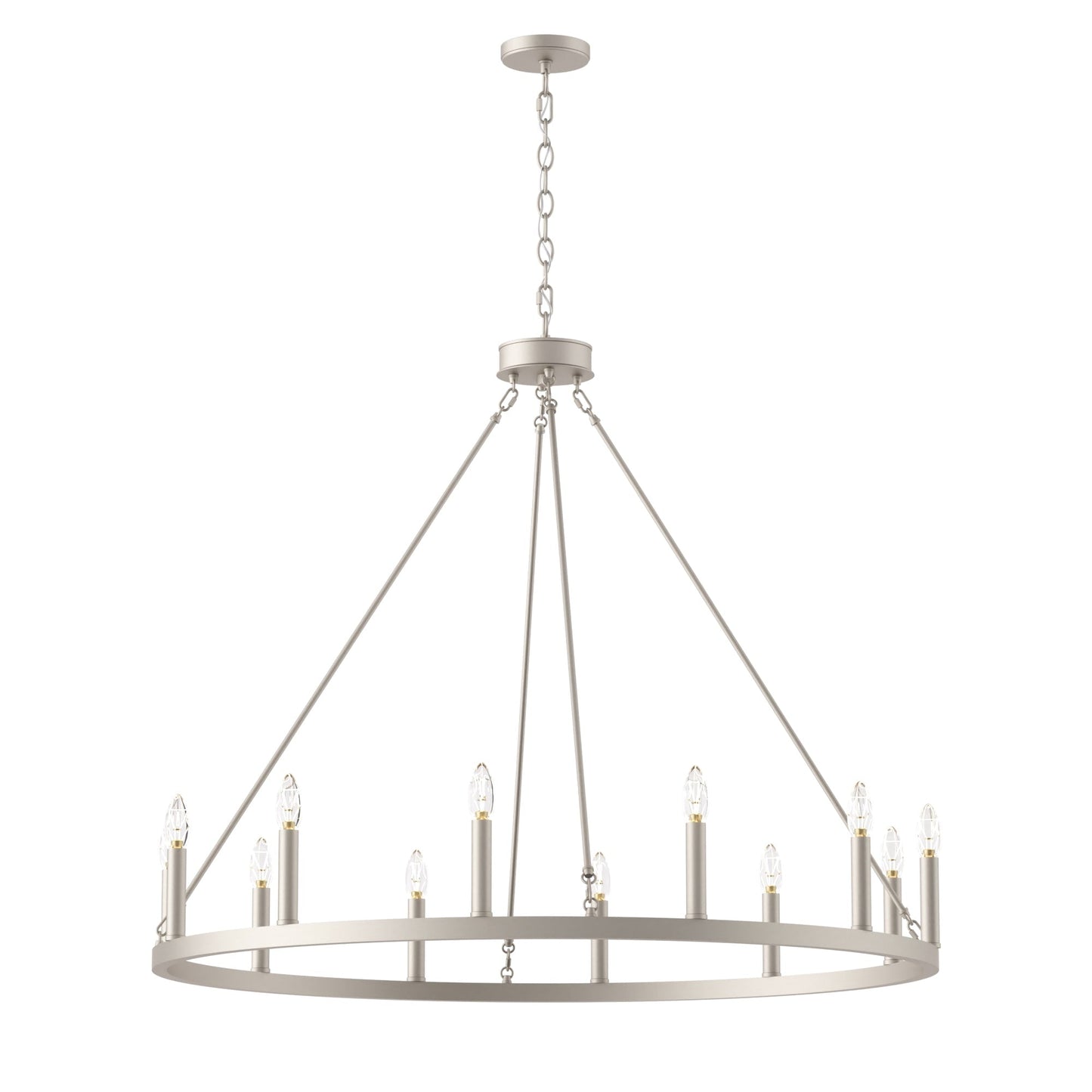 Lustre Acroma Farmhouse à 12 lumières, 40 po, en forme de roue de chariot, certifié UL - 40 po P x 138 po H