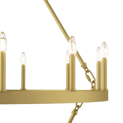 Lustre rond en forme de roue de chariot de style ferme moderne Acroma à 20 lumières de 40 po avec UL