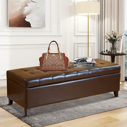 Banc ottoman de rangement en cuir reconstitué Adeco 50