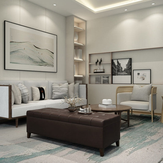 Banc ottoman de rangement en cuir reconstitué Adeco 50