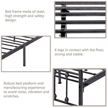 Cadre de lit plateforme en métal vintage simple Alazyhome, montage facile