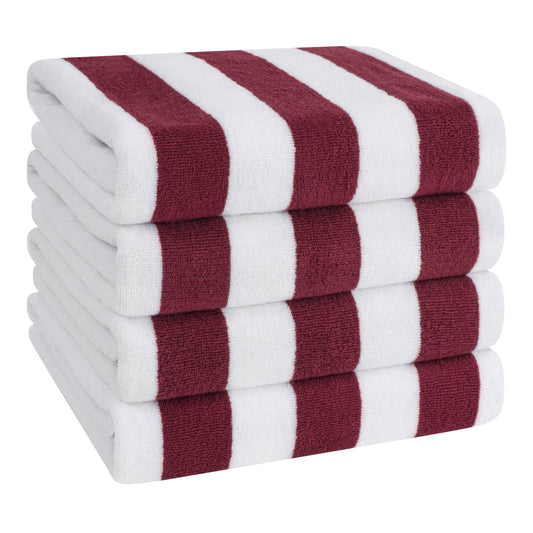American Soft Linen,100% Cotton 4 Pack Beach Towels, 30 x 60 Cabana Striped Pool Towels