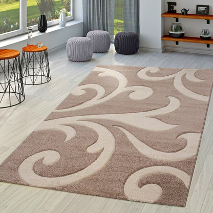 Tapis moderne à motif floral et découpe contour