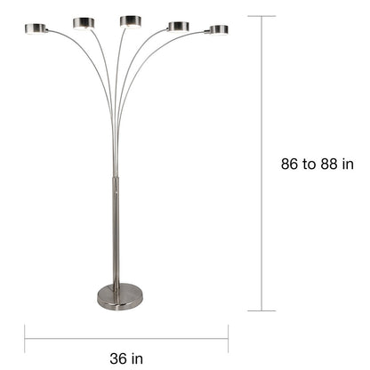 Lampadaire arqué à 5 lumières Charlie de Strick &amp; Bolton en acier brossé