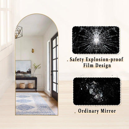 Miroir sur pied en métal arqué, miroir pleine longueur, miroir mural