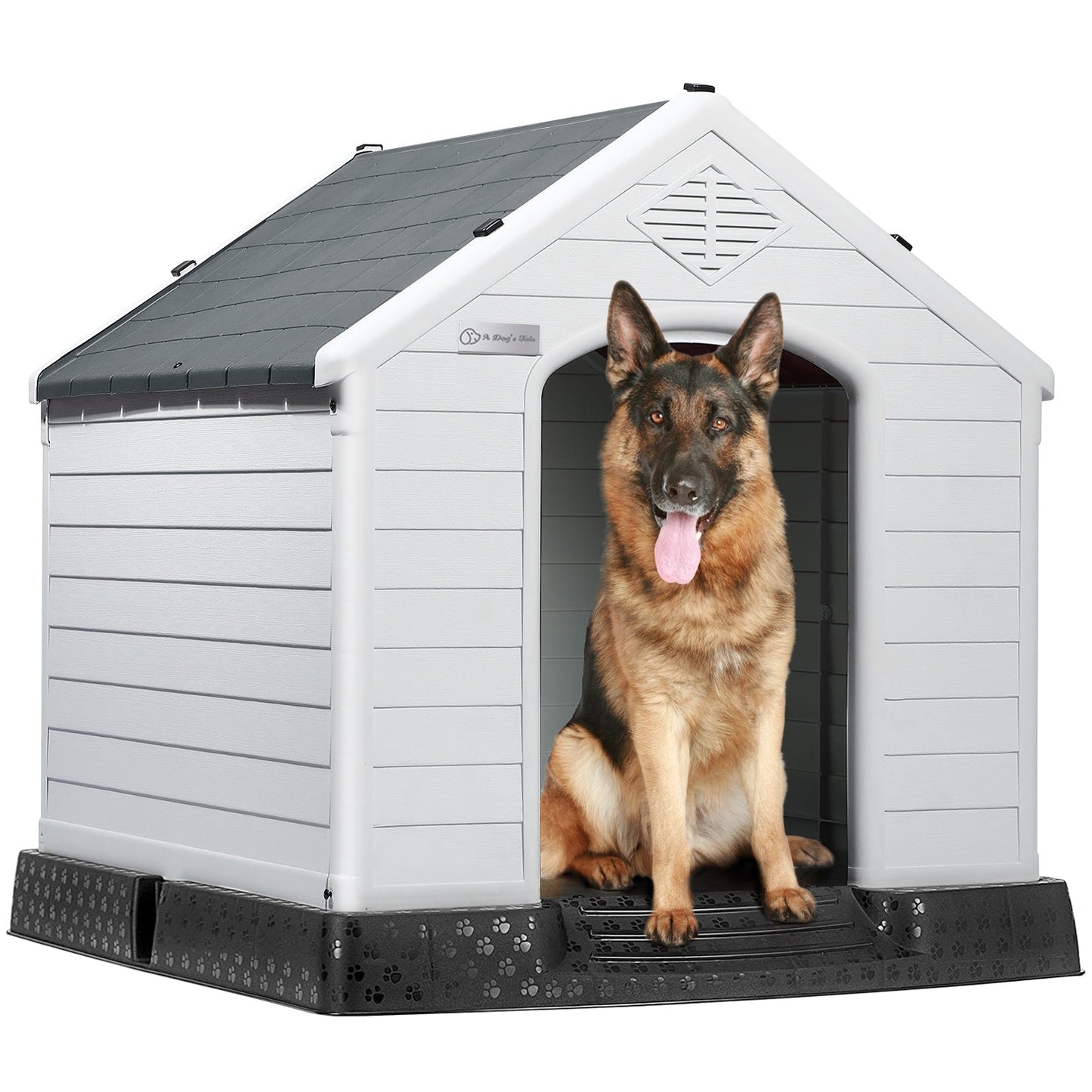 Niche en plastique Bossin pour chiens de petite et grande taille, niche isolée pour l'intérieur et l'extérieur, abri pour chiots avec plancher surélevé