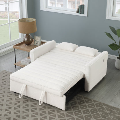 Canapé-lit convertible Boucle beige 55,12 pouces avec dossier réglable et 2 coussins de taille pour le salon