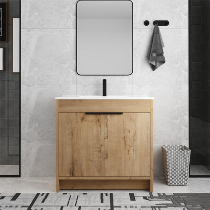 Beingnext Meuble-lavabo 24/30/36 avec porte à fermeture douce et étagère réglable