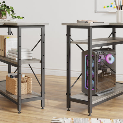 Petit bureau d'angle en forme de L avec étagères de rangement