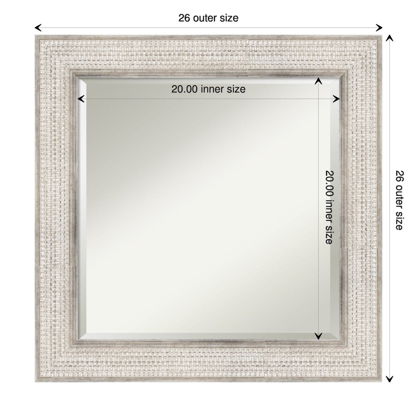 Miroir mural de salle de bain en bois biseauté - Cadre argenté Treillis - Argent Treillis