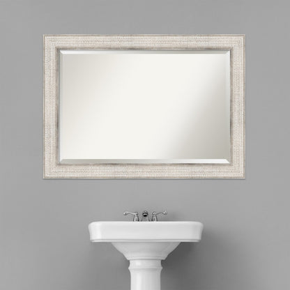 Miroir mural de salle de bain en bois biseauté - Cadre argenté Treillis - Argent Treillis