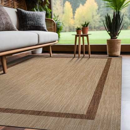 Beverly Rug Modern Bordered Indoor Outdoor Rug, Outside Carpet for Patio, Deck, Porch