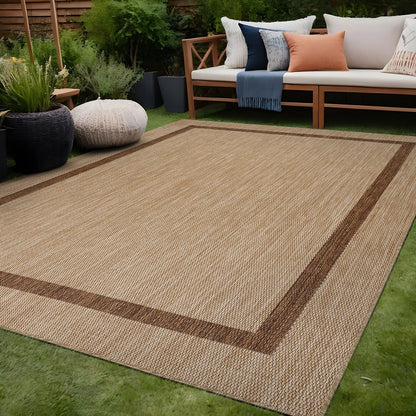 Beverly Rug Modern Bordered Indoor Outdoor Rug, Outside Carpet for Patio, Deck, Porch