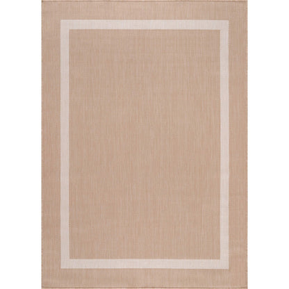 Beverly Rug Modern Bordered Indoor Outdoor Rug, Outside Carpet for Patio, Deck, Porch