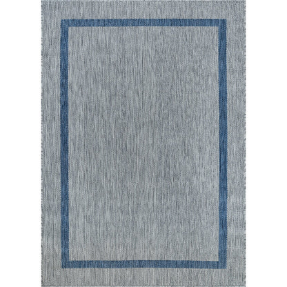 Beverly Rug Modern Bordered Indoor Outdoor Rug, Outside Carpet for Patio, Deck, Porch