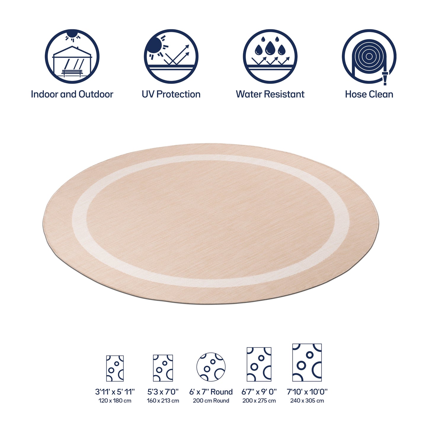 Beverly Rug Modern Bordered Indoor Outdoor Rug, Outside Carpet for Patio, Deck, Porch