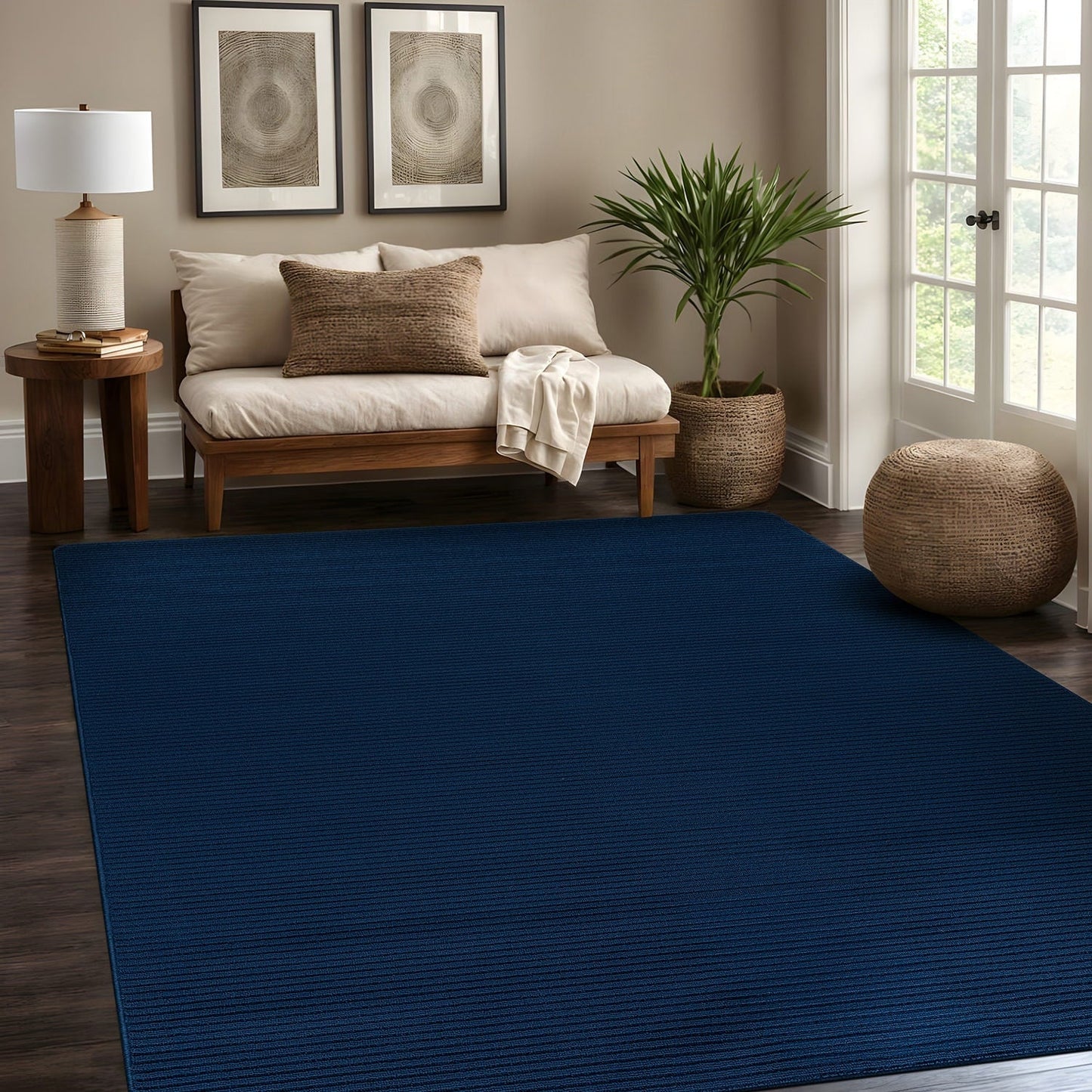 Beverly Rug Solid Color Non-Slip Rubber Back Washable Indoor Area Rug