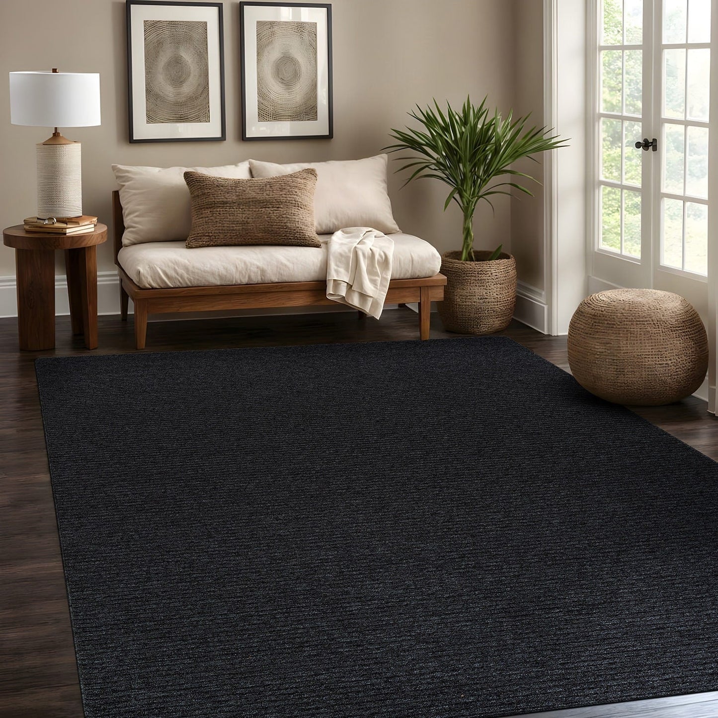 Beverly Rug Solid Color Non-Slip Rubber Back Washable Indoor Area Rug