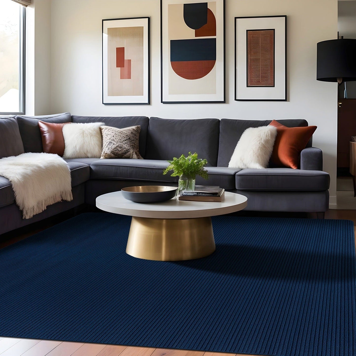 Beverly Rug Solid Color Non-Slip Rubber Back Washable Indoor Area Rug