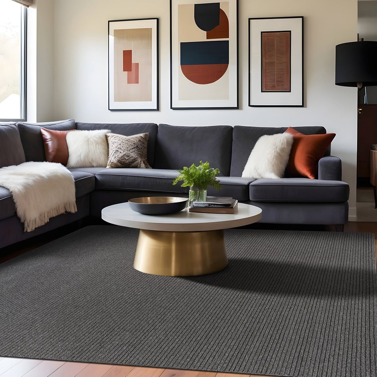 Beverly Rug Solid Color Non-Slip Rubber Back Washable Indoor Area Rug