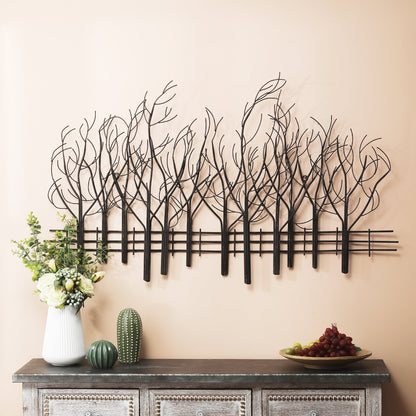 Décoration murale en métal noir Champ d'arbres