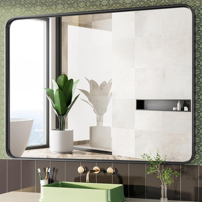 Miroir de salle de bain mural moderne avec cadre en métal et garantie de 5 ans