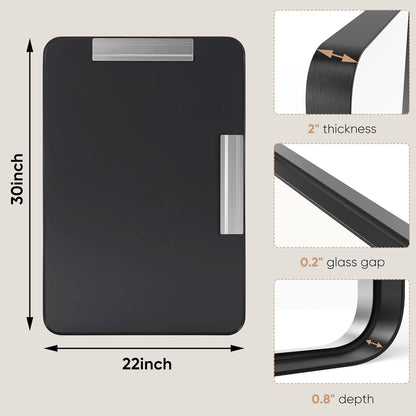 Miroir de salle de bain mural moderne avec cadre en métal et garantie de 5 ans