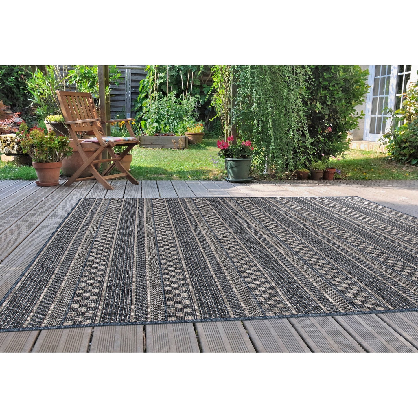 World Rug Gallery Bohemian Geometric Stripe Indoor/Outdoor Area Rug