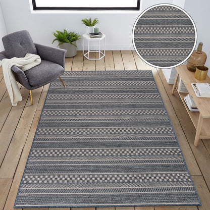 World Rug Gallery Bohemian Geometric Stripe Indoor/Outdoor Area Rug
