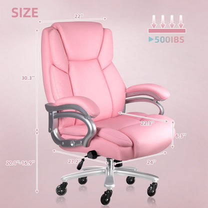 Chaise de bureau exécutive Bossin Big and Tall, chaise ergonomique à support lombaire réglable de 500 lb avec dossier haut en cuir PU pour ordinateur