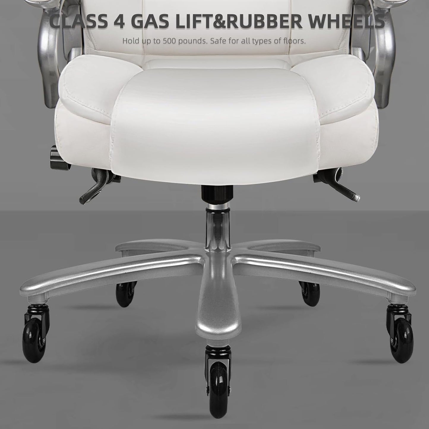 Chaise de bureau exécutive Bossin Big and Tall, chaise ergonomique à support lombaire réglable de 500 lb avec dossier haut en cuir PU pour ordinateur