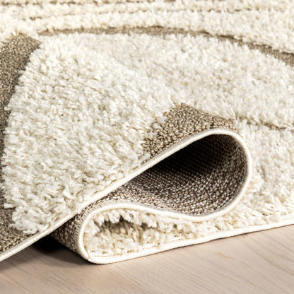 Tapis à poils longs Nuloom Krista contemporain à motifs tourbillonnants