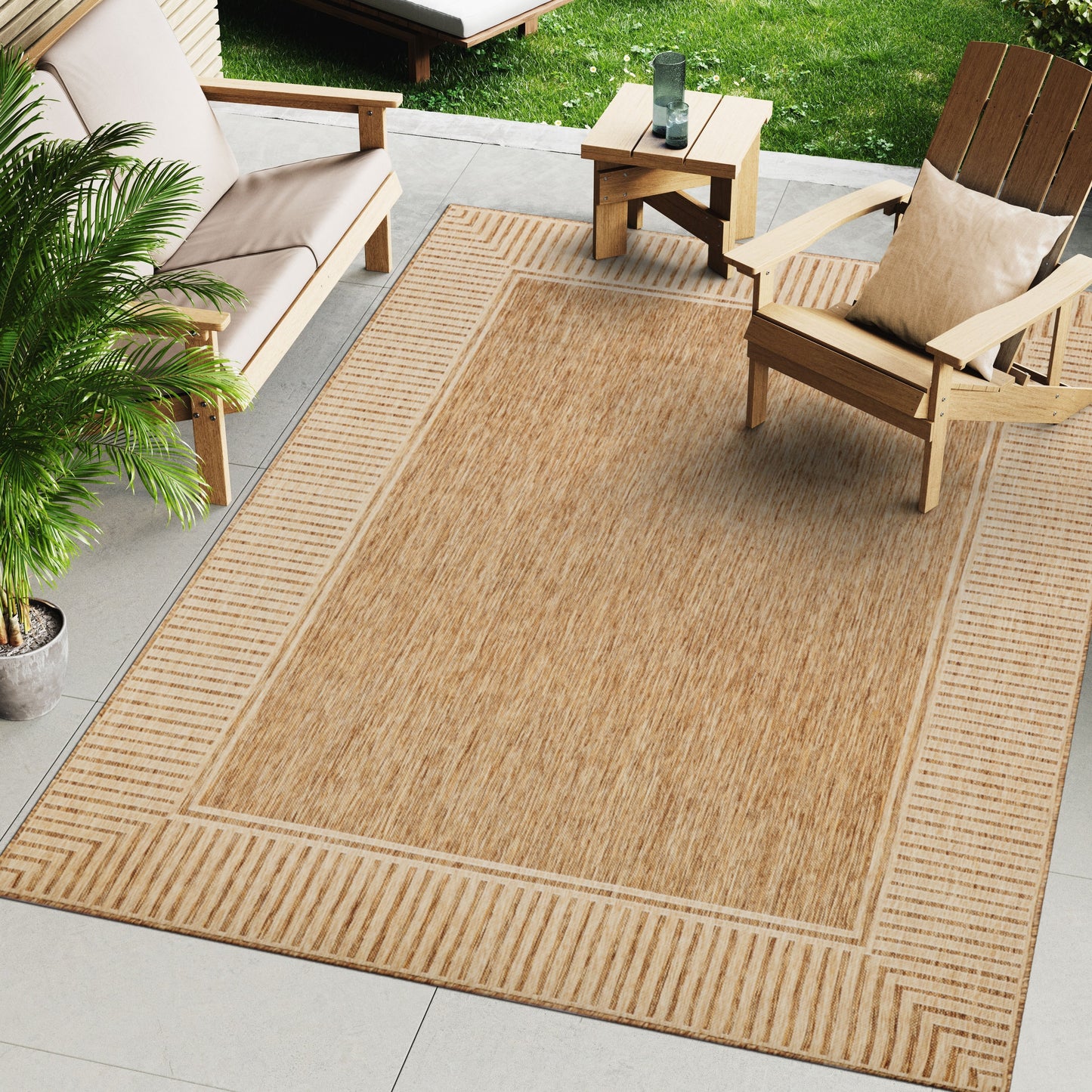 Tapis d'intérieur/extérieur Nuloom Leah Classic à bordures