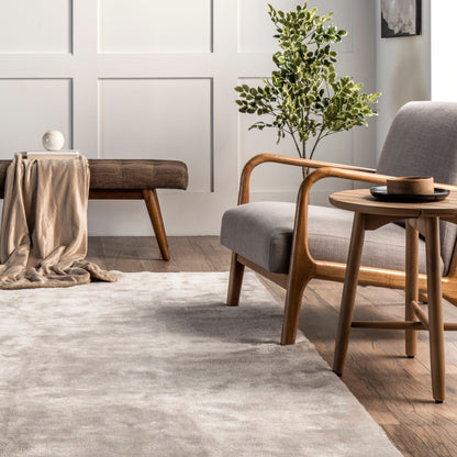 Tapis à poils longs Nuloom Loni SuperiorWash uni, lavable en machine